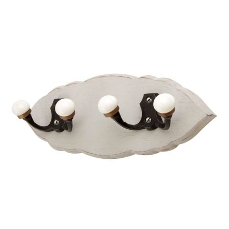 Grey Black Double Loop Ceramic Iron Wooden Hooks